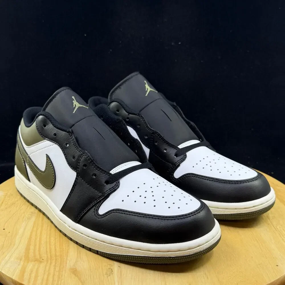 Nike Air Jordan 1 Low Black Toe Medium Olive 553558-092 Men's Size 11 New